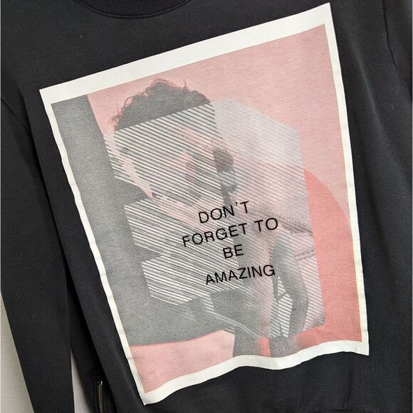 Hechter Paris Black red graphic "Amazing" cotton terry sweatshirt womens M - Picture 4 of 6